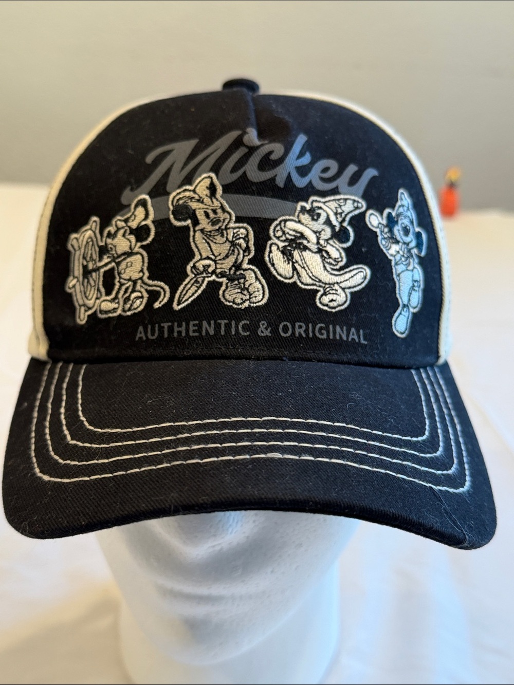 Disney Hat Cap Strap Back Two Tone Suede Walt Disney Parks World Magic Casual
